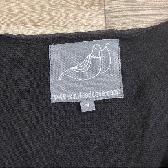 Knitted Dove Black Crinkle Crepe Ruffles Sleeveless Mini Stretch Dress - Picture 9 of 13